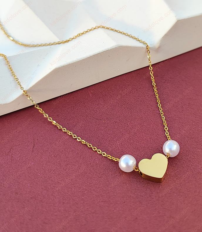15% (51) گردنبند استیل قلب و مروارید دخترانه
